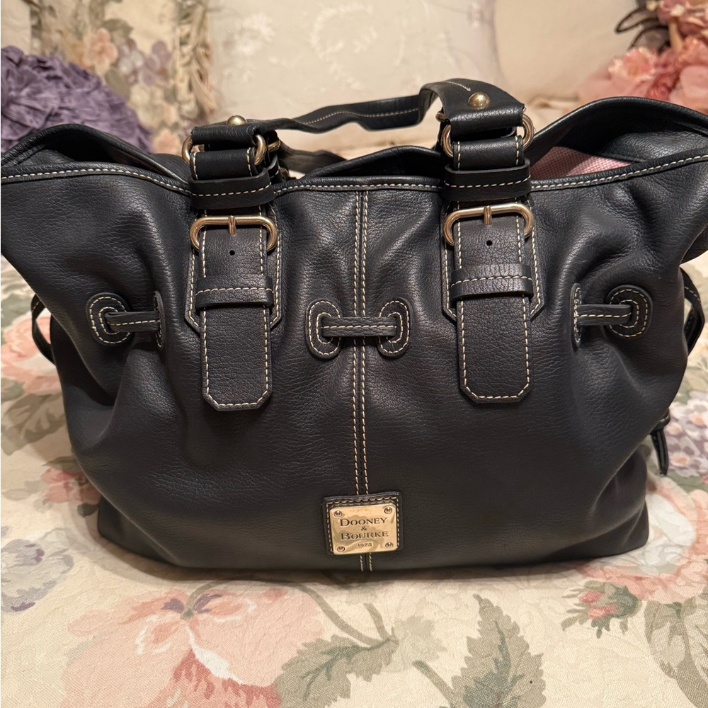 Dooney & Bourke Black Shoulder Bag with Buckle Details